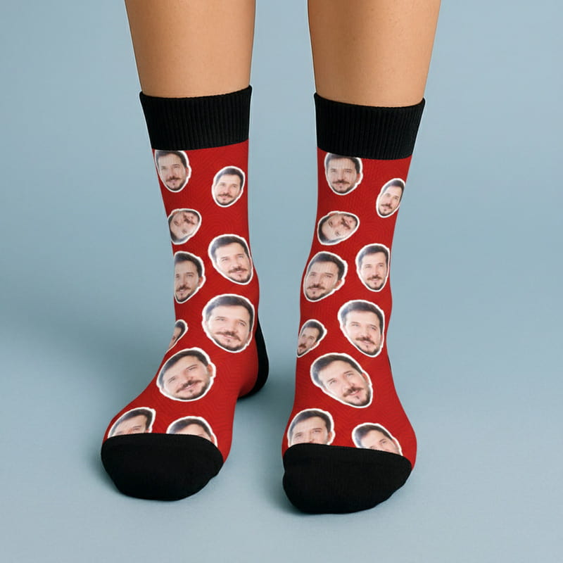 Sevgiliye Özel Fotoğraf Baskılı Renkli Desen Çorap