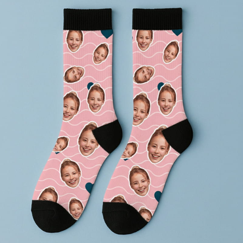 Sevgiliye Özel Fotoğraf Baskılı Renkli Desen Çorap