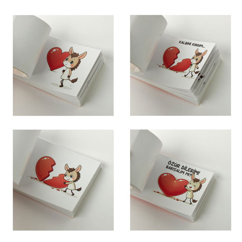 Sevgiliye Özür Dilerim Hareketli Flip book Kitap