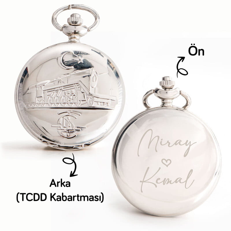 Sevgiliye TCDD Logo Kaparmalı İsme Özel Retro Köstekli Saat