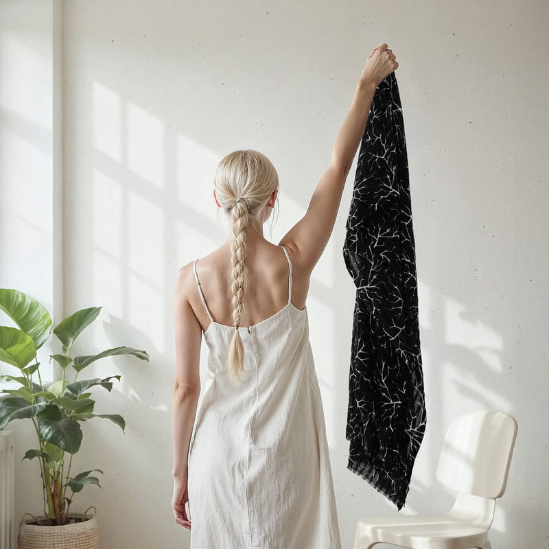 Siyah Beyaz Desenli 3'lü Şal Hediye Seti