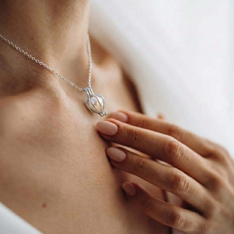 Sonsuz Aşk İncisi Kolye - Çiçek Buketli Zarif Hediye Kutusu