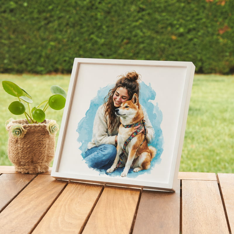 Sulu Boya Efektli Evcil Hayvan Fotoğraf Çerçevesi
