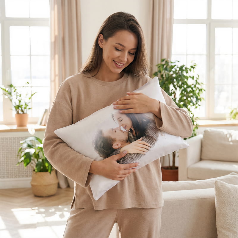 Sulu Boya Efektli Fotoğraf Baskılı Saten Yastık