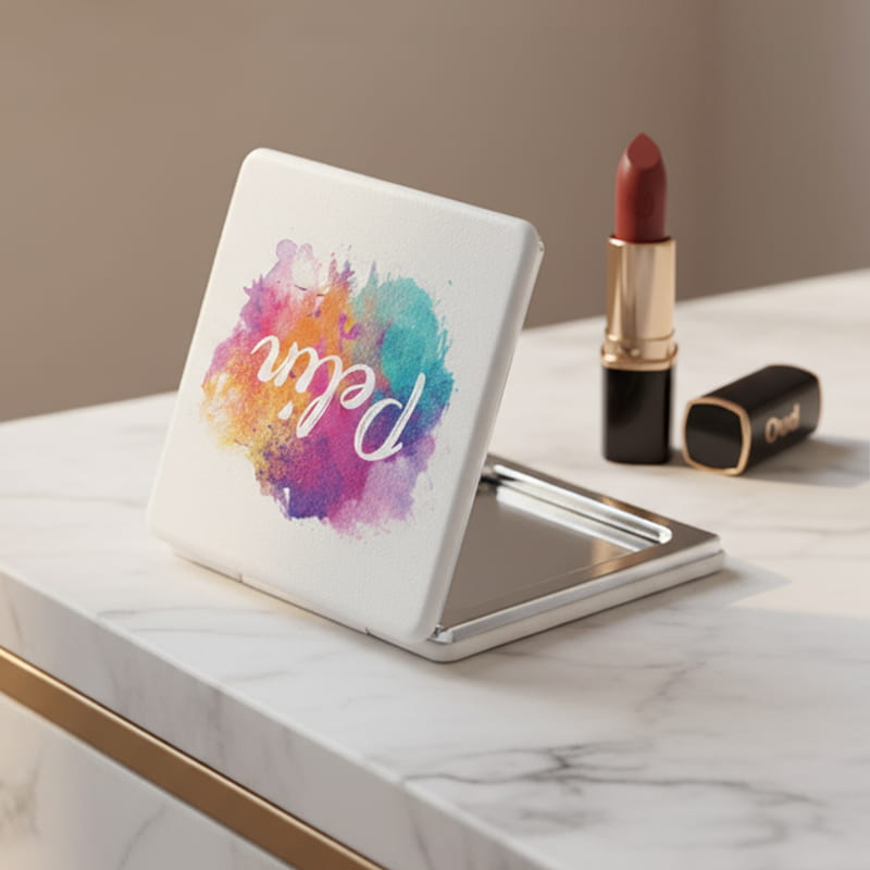 Sulu Boya Efektli İsme Özel Makyaj Aynası