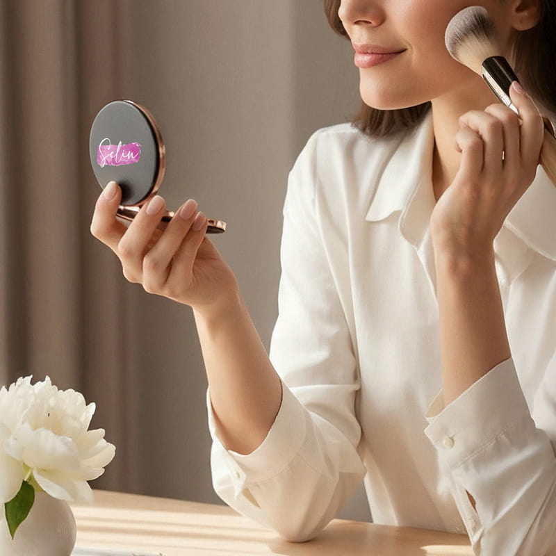 Sulu Boya İsim Yazılı El Aynası