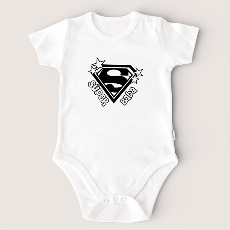 Süper Baba Mesajlı Esprili Zıbın Body - %100 Pamuklu Kumaş