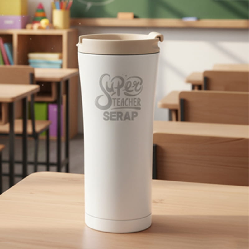 Süper Öğretmen Tasarımlı Kişiye Özel Çelik Termos