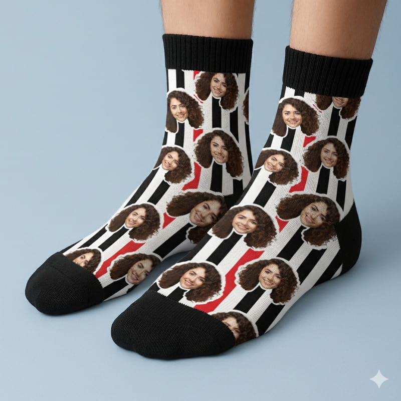 Taraftar Kafalar Fotoğraf Baskılı Çorap