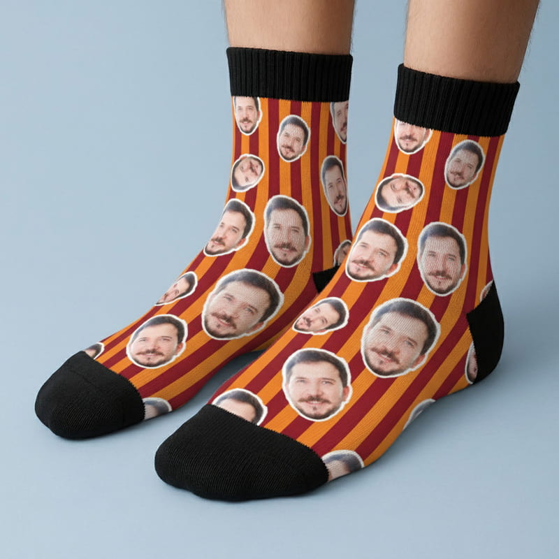 Taraftar Kafalar Fotoğraf Baskılı Çorap