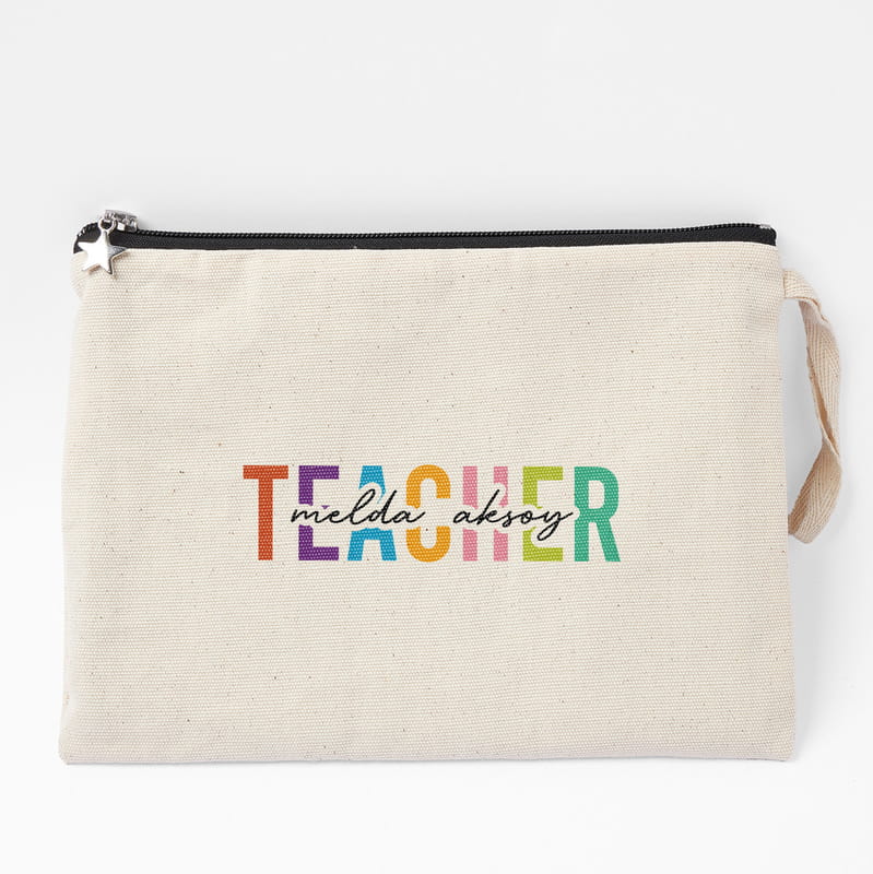 Teacher İsim Yazılı Makyaj Çantası