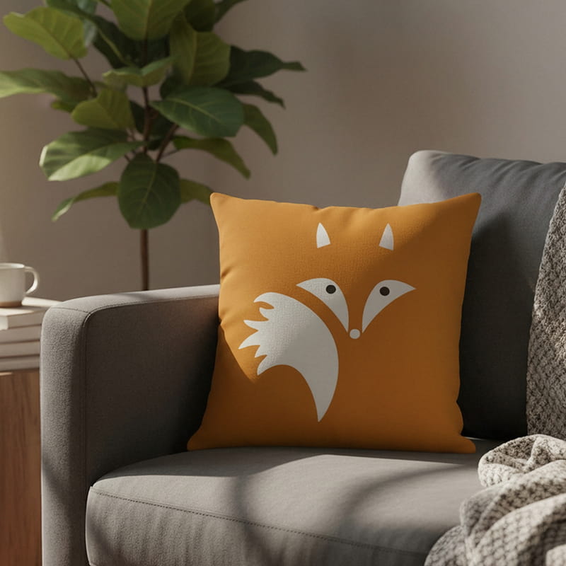 Tilki Tasarımlı Dekoratif Yastık