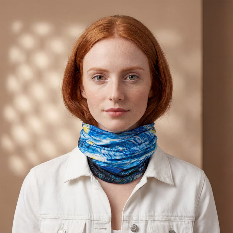 Van Gogh Yıldızlı Gece Tasarımlı Bandana Maske