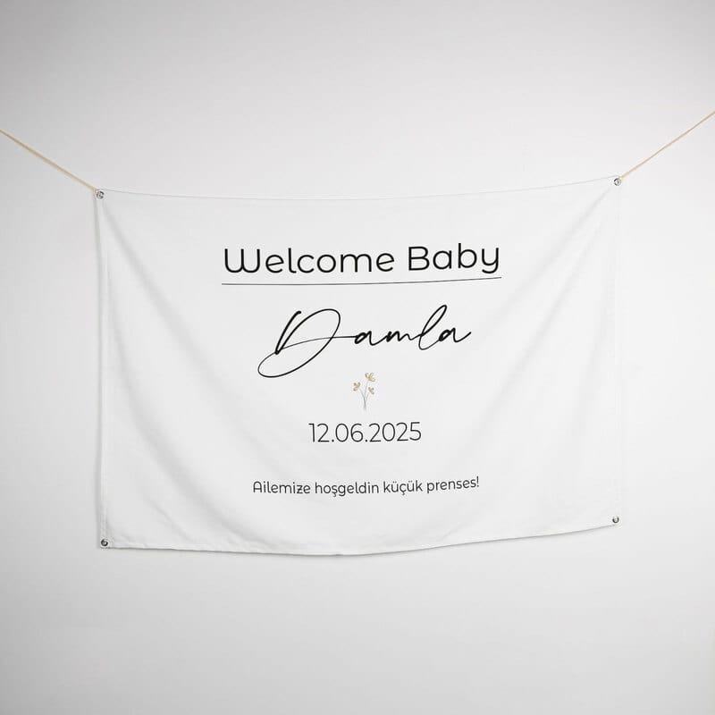 Welcome Baby Yeni Doğan Kutlama Pankartı - 95 x 145 cm