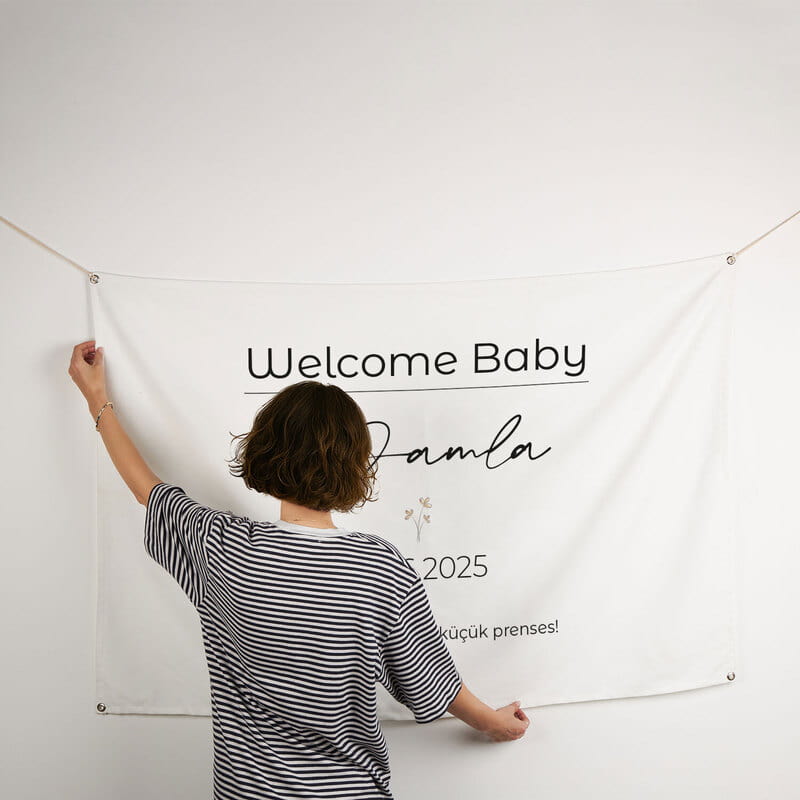 Welcome Baby Yeni Doğan Kutlama Pankartı - 95 x 145 cm