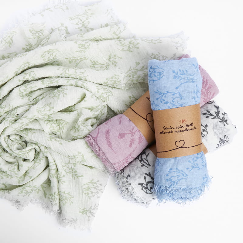 Yaprak Desenli 2'li Bürümcük Şal Seti