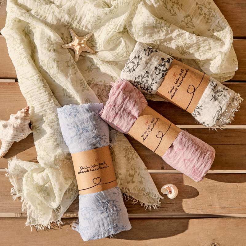 Yaprak Desenli 2'li Bürümcük Şal Seti