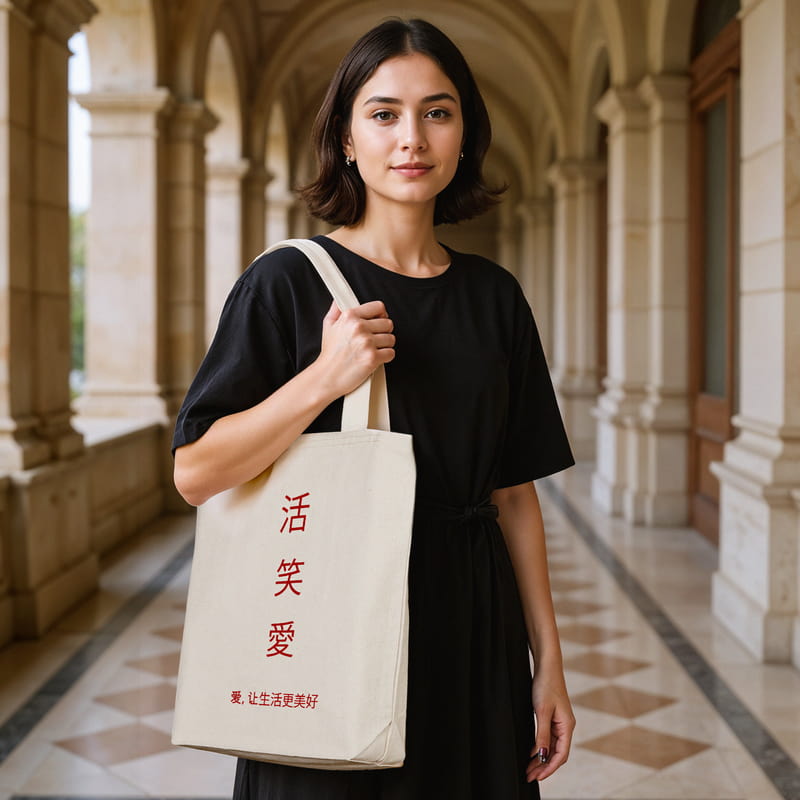 Yaşa Gül Sev Yazılı Kadın Bez Çanta