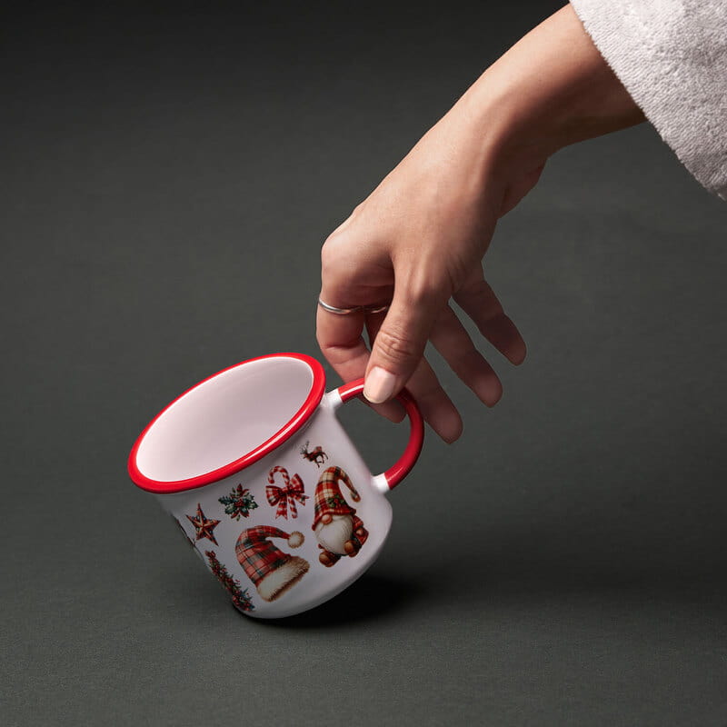 Yılbaşı Figürleri Kırmızı Emaye Kupa