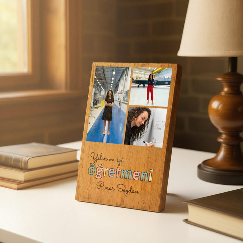 Yılın En İyi Öğretmeni Ahşap Masaüstü Çerçeve