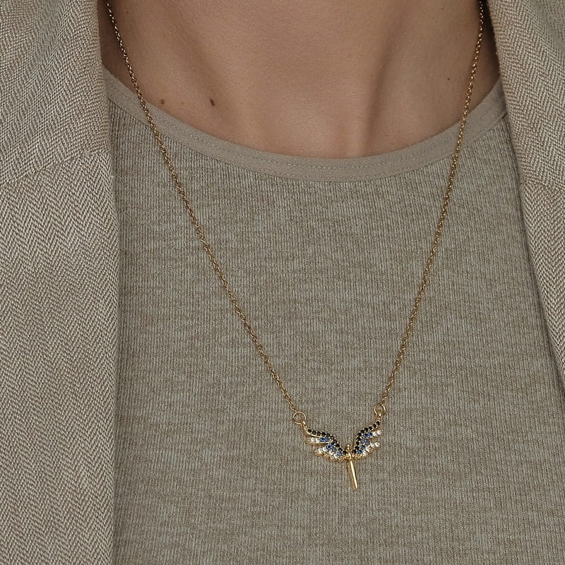 Zirkon Taşlı Melek Kanadı Kolye