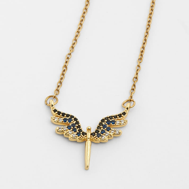 Zirkon Taşlı Melek Kanadı Kolye