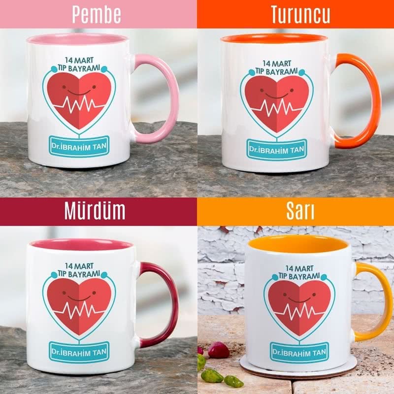 14 Mart Tıp Bayramı Hediyesi Renkli Kupa