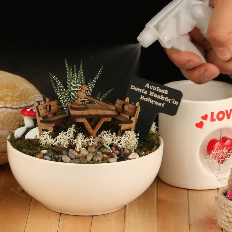 Avukata Hediye Canlı Minyatür Bahçe