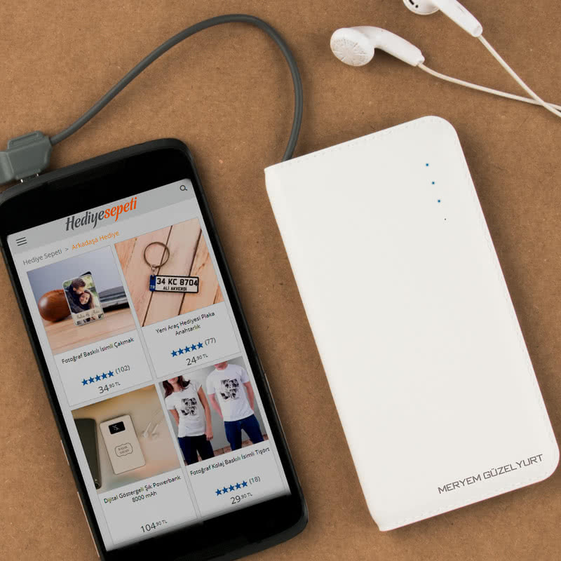 İsim Yazılı Harici Şarj Powerbank 7000 mAh Hediye Sepeti