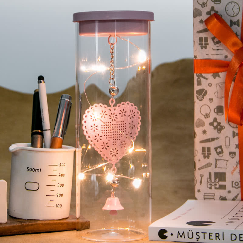 Kişiye Özel Işıklı Vintage Cam Kavanoz Hediye Sepeti