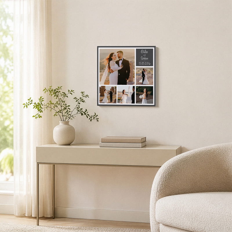 5 Fotoğraf Kolajlı Hediye 40x40 Kanvas Tablo