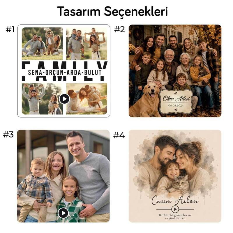 Aile İsimli Kişiye Özel Ses Kayıt & Müzik Çalar Özellikli Magnet