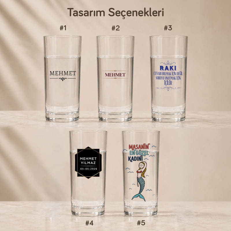 Aileden Biri Kişiye Özel 4'lü Rakı Kadehi ve Karaf Seti