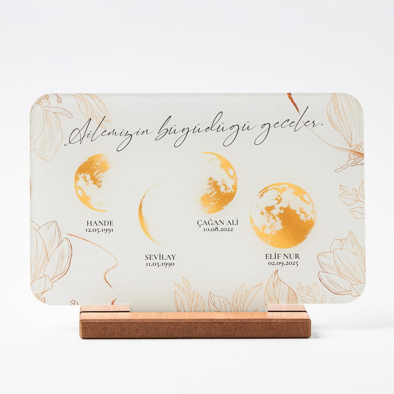 Ailemizin Ay Fazları Kişiye Özel Masaüstü Plaket