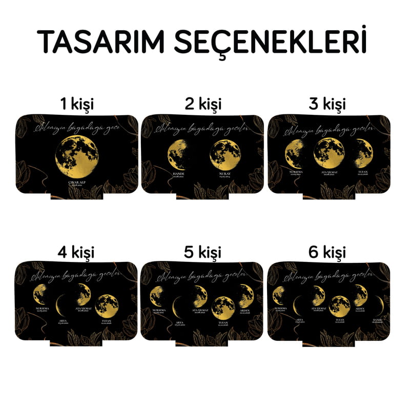 Ailemizin Doğum Ay Fazları Ahşap Kaideli Akrilik Plaket