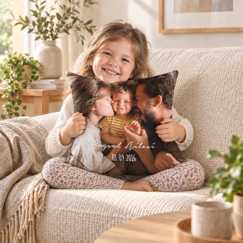 Aileye Özel Fotograf Baskılı Yastık