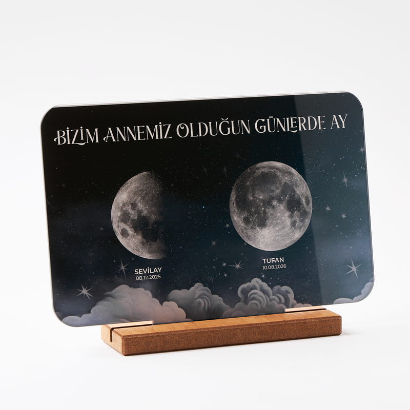 Anneliğinin Ay Haritası Tasarım Seçenekli Akrilik Plaket