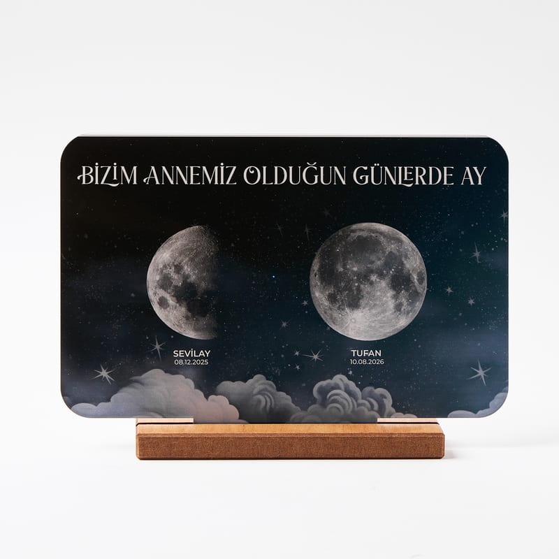 Anneliğinin Ay Haritası Tasarım Seçenekli Akrilik Plaket