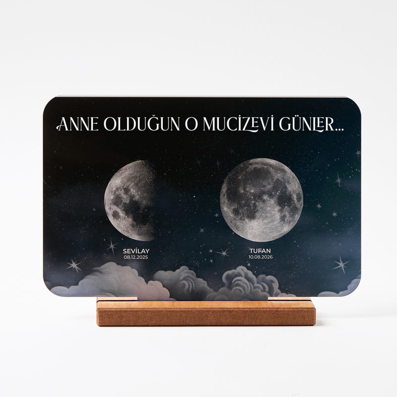 Anneliğinin Ay Haritası Tasarım Seçenekli Akrilik Plaket