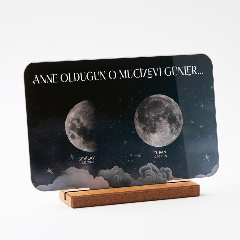 Anneliğinin Ay Haritası Tasarım Seçenekli Akrilik Plaket