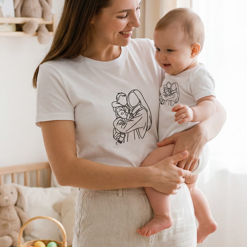 Anneme İlk Hediyem Line Art Anne Bebek Kombini