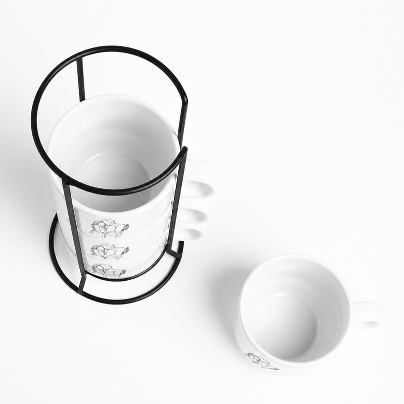 Aşkın Çizgisi Line Art Standlı 4'lü Fincan Takımı