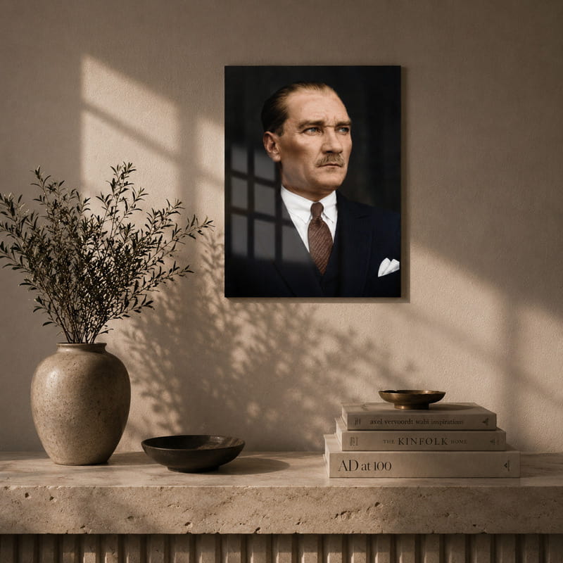 Atatürk Silüet Tasarımlı Cam Tablo - 60x90 cm