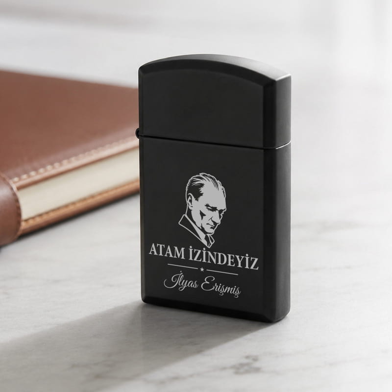 Atatürk Tasarım Seçenekli Metal Gazlı Çakmak