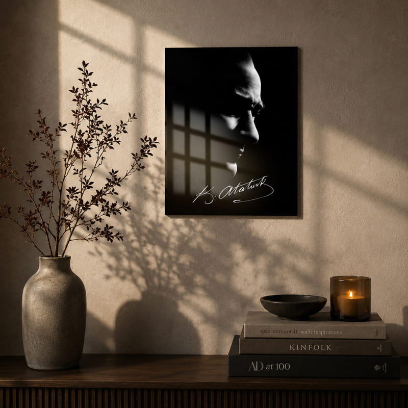 Atatürk Temperli Cam Tablo - 70x100 cm