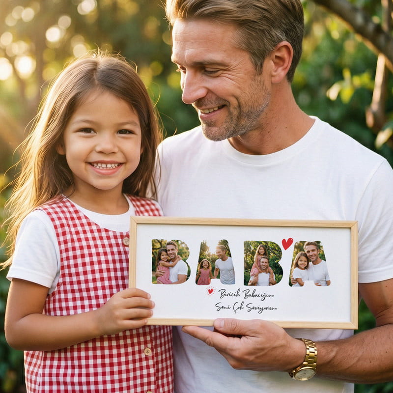 BABA Fotoğraflı Baskılı Ahşap Tablo