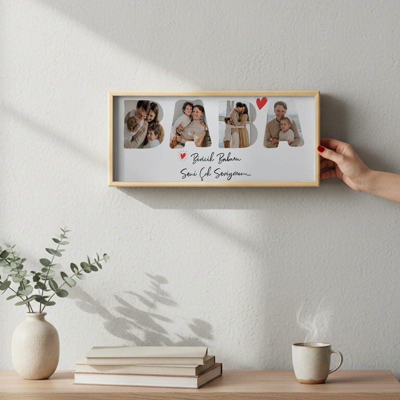 BABA Fotoğraflı Baskılı Ahşap Tablo