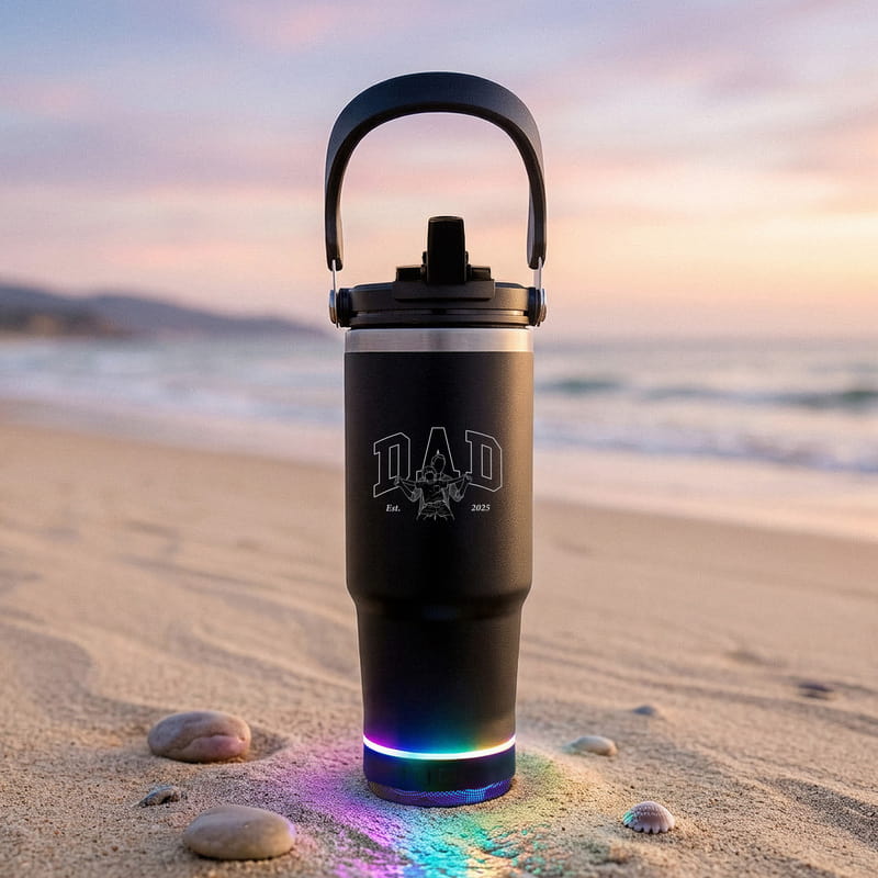 BABA Serisi Bluetooth Hoparlörlü Line Art Fotoğraflı Çelik Termos