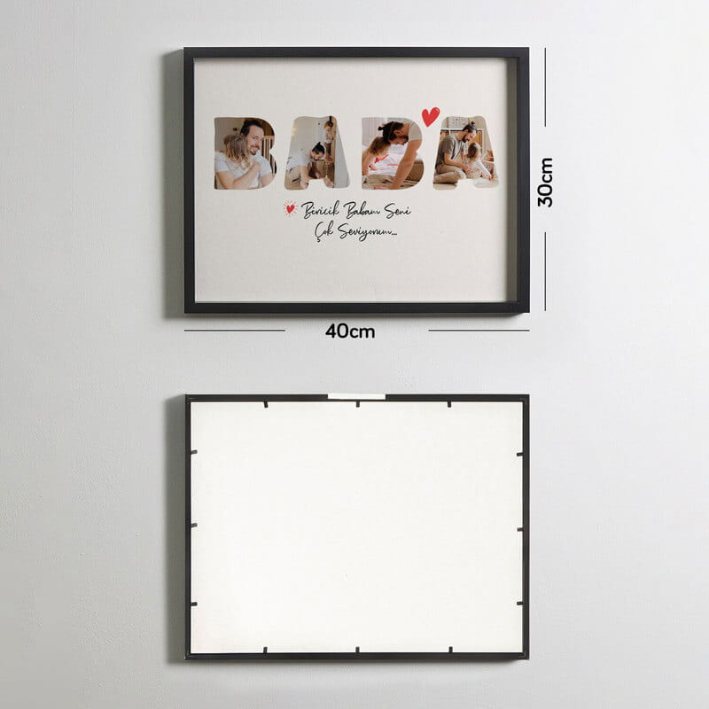 Baba Yazılı Fotoğraf Özelleştirmeli Yapışkanlı Çerçeve 30x40