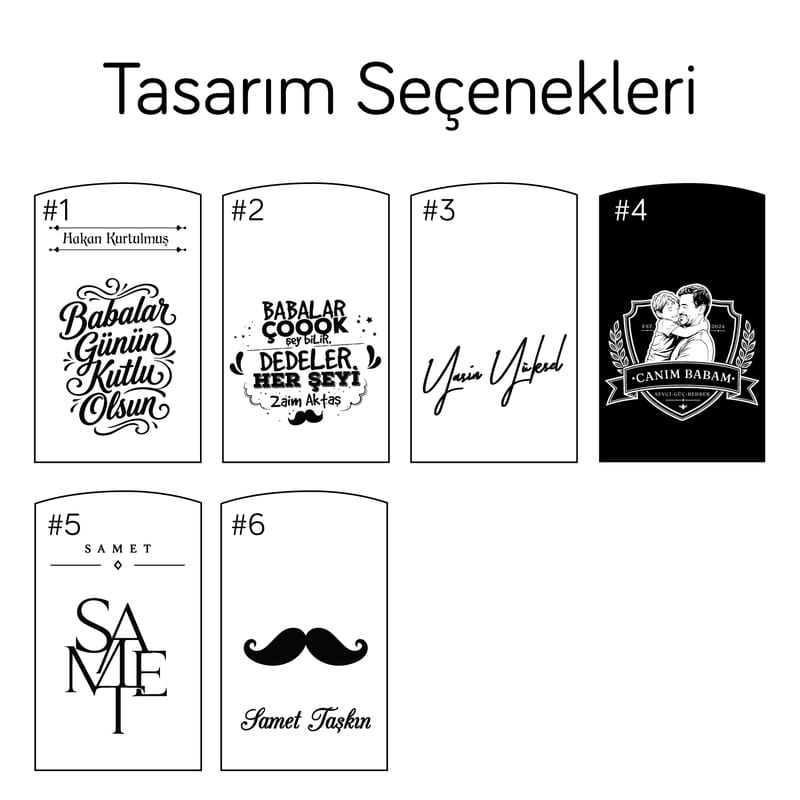 Babaya Hediye 6 Tasarım Seçenekli Siyah Metal Çakmak